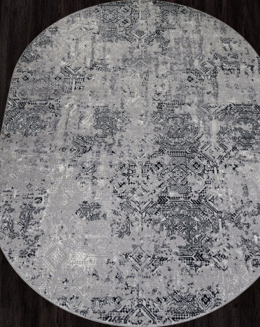Ковер российский F281 PALERMO (PP Heatset Высокоплотный, серый) овальный