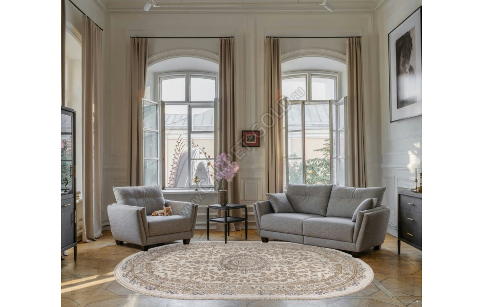 Ковер 27239A - CREAM / BLUE - Овал - коллекция MOSSO